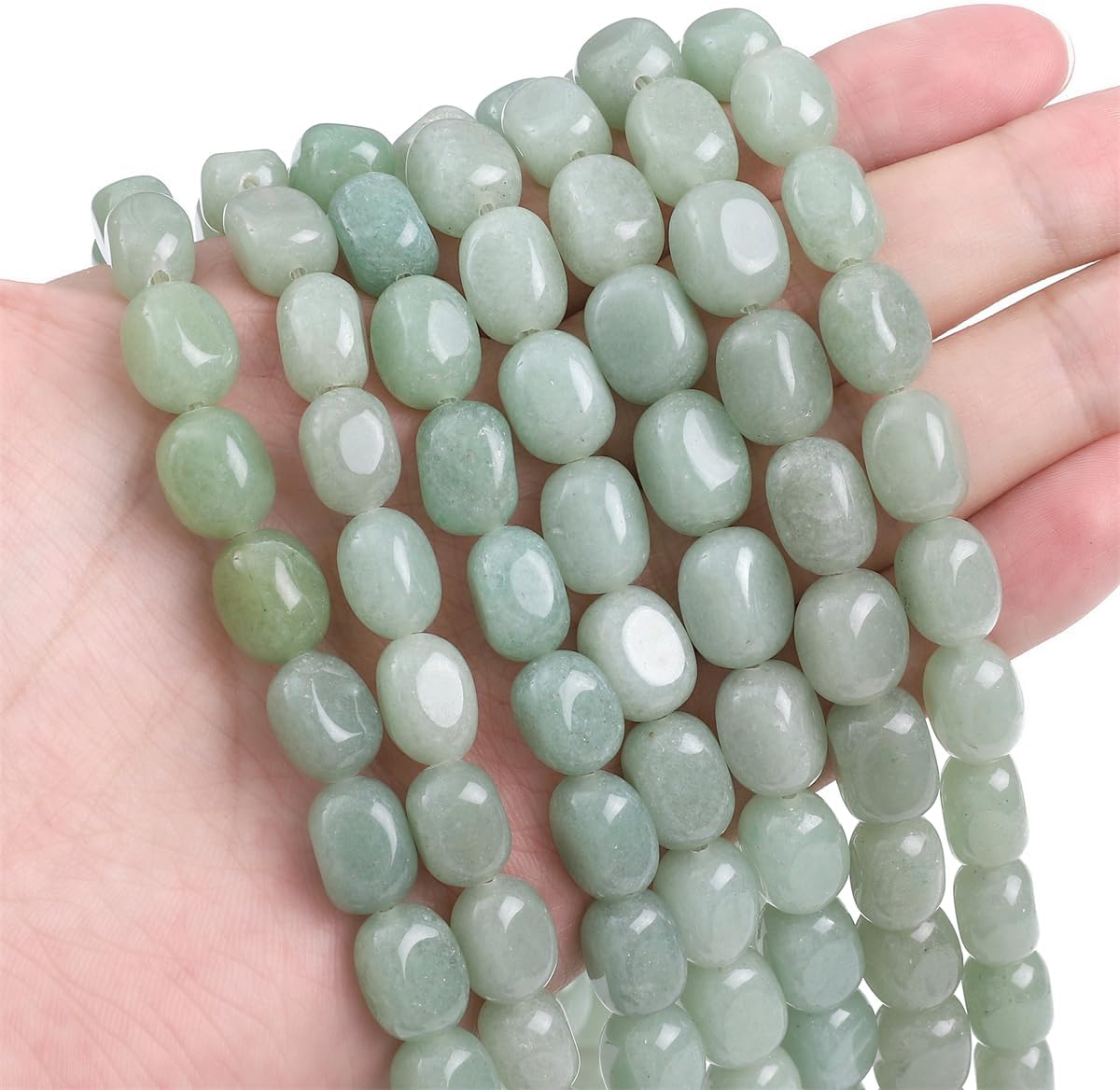 Natural Light Green Aventurine Cuboid Stone Loose Semi Gemstone Beads for Jewelry Making 8mmx12mm 38cm/Strand