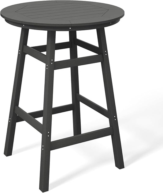 Costaelm Patio Bistro Table, 42" Counter Height Round Patio Cocktail Bar Table with Umbrella Hole, Outdoor Bistro Dining Pub Table for Front Porch Deck Backyard Garden, Gray