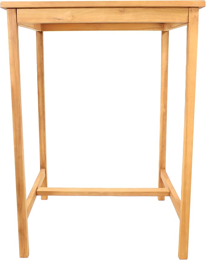 Sunnydaze 2-Person Solid Teak Wood Square Patio Bar Table - for Indoor or Outdoor Use - 31" Square x 43.5" H