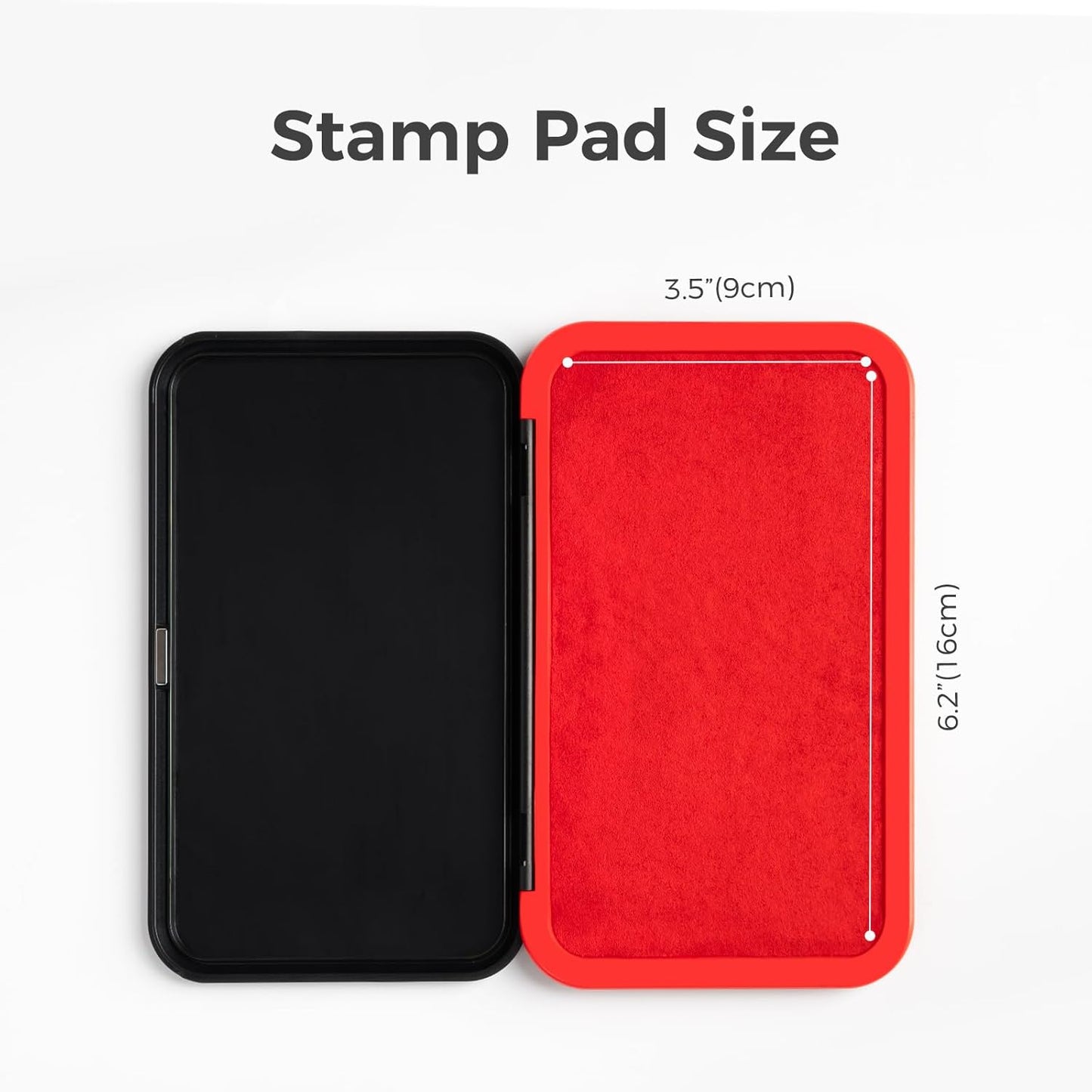 Large Stamp Pad - 3.50"x 6.25", Magnetic Lid, Premium Quality Felt Stamp Pad (Red)