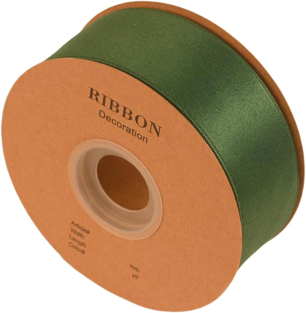 Double Side Satin Ribbon, Continuous 20 Yards,Use for Craft Bows Bouquet, Gift Wrapping, Wedding Decoration, Floral Arrangement (Dark Green, 1-1/2 inch)