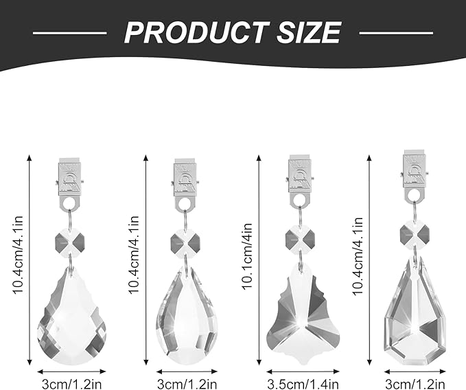 16 PCS Table Cloth Weights, Crystal Tablecloth Hangers with Metal Clips, Glass Heavy Duty Teardrop Tablecloth Hooks for Party Decorations, Outdoor Picnics, Family Dinners, Party Scene, (Clear)