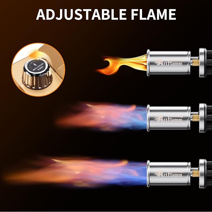 Powerful Propane Torch, Kitchen Blow Torch Gun with Adjustable Flame, Detachable Flamethrower Cooking Torch for Searing Steak, Camping, BBQ, Welding (Tank Not Included)