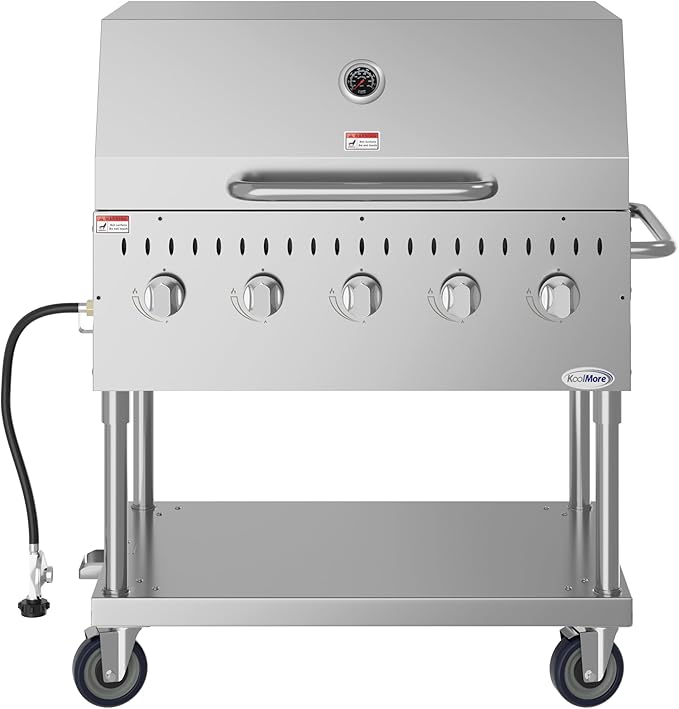 36 in. Commercial Outdoor Propane Gas Grill With Roll Dome Cover in Stainless-Steel (CGKIT3-36D)