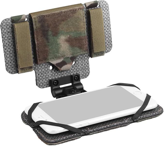 Let Me Be Airsoft Plate Carrier Molle Phone Carrier Outdoor Lightweight Navigation Board，Wide Angle Foldable Phone Holder Chest Rig Hovering Mount Tactical Vest Accessory (Camouflage)