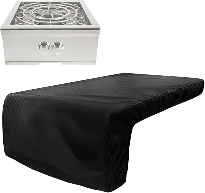 Cover for Coyote Built-in Power Burner,Heavy Duty 600D Waterproof Outdoor Grill Burner Cover with Plush Lining,24.5''L x 24''W x 14.5''H,Black