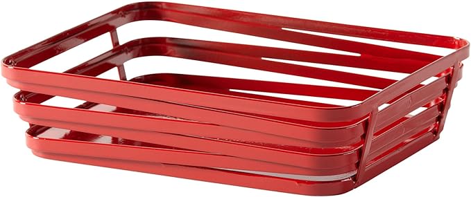 G.E.T. WB-982-R 9" x 7" Rectangular Red Powder Coated Metal Wire Serving Basket, Cyclone Collection