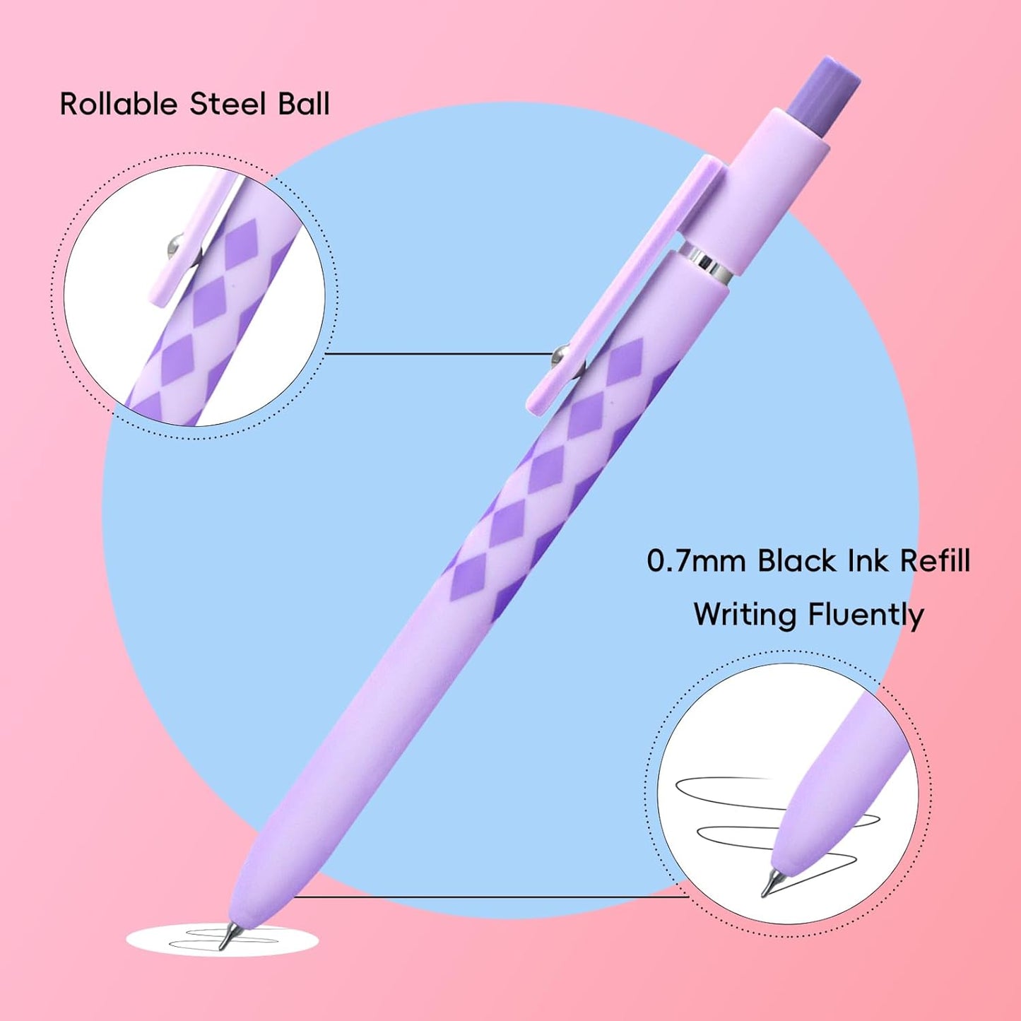 Gel Pens, 5 Pcs Medium Point Smooth Writing Pens Cute Pens for Women, High-End Series 0.7mm Black Ink Pens for Journaling Note Taking, School Office Supplies (5 Pcs Geometric Aurora)