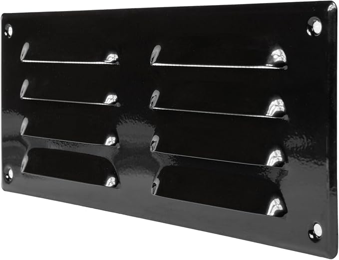 Repa Market 10" x 4" Inch (Outer Dimensions) Black Air Vent Cover - Steel Return Air Grilles - for Ceiling and Sidewall - HVAC - with Protection Screen (10.24" x 4.13" Inch)