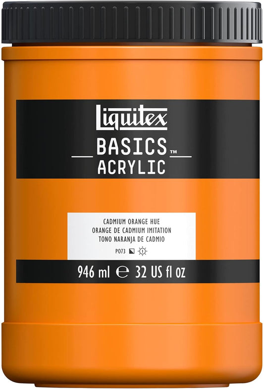 Liquitex BASICS Acrylic Paint, 946ml (32-oz) Jar, Cadmium Orange Hue