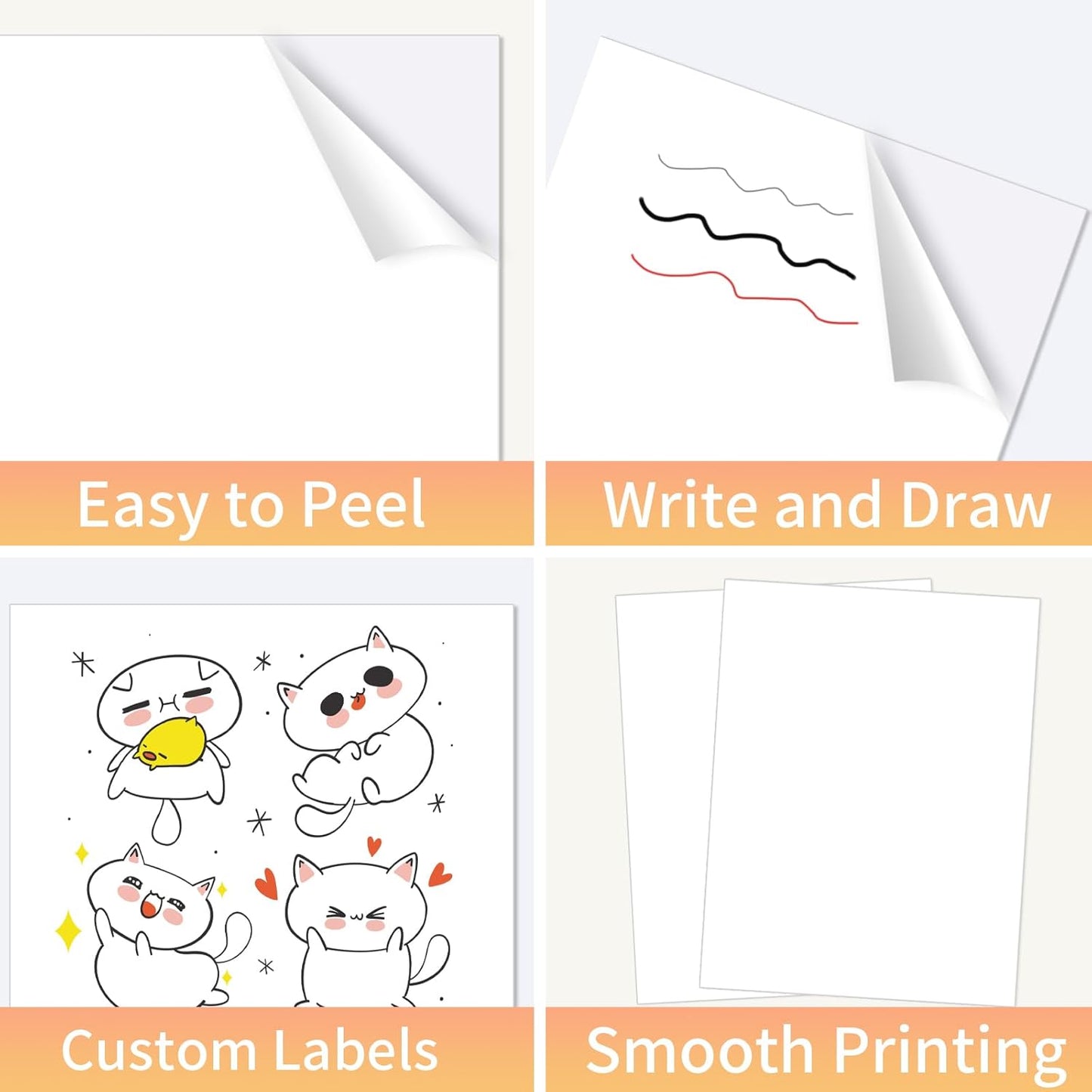 White Printable Sticker Paper, 20 Sheets Printable Sticker Paper, Laser/Inkjet Printing- Matte White, Letter Size (8.5" x 11")