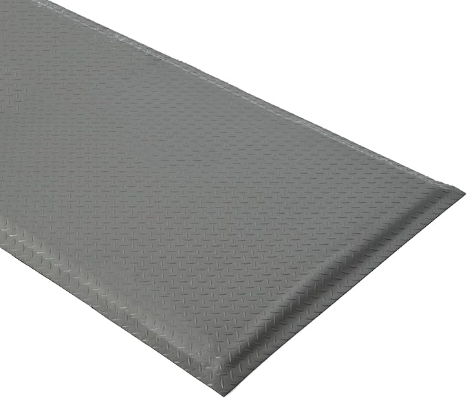 3 x 5 FT Anti Fatigue Mats Industrial 15/16 Inch Thick Soft Sponge Ergonomic Mat Durable Heavy Duty Diamond Plate for Standing Non Slip Industrial Grade Floor Mat for Leg & Back Pain (Gray)