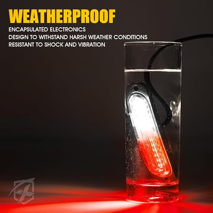 Xprite White Red LED Surface Mount Strobe Lights Kit, w/Control Panel Emergency Safety Warning Flashing Grille Cop Marker Light Assembly for Vehicles Trucks ATV UTV Motorcycle 4PCS
