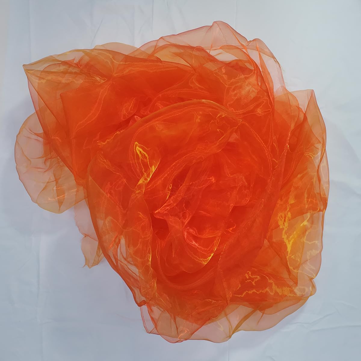 Two-Tone Iridescent Holographic Organza Fabric - 11 Yards | Lightweight Sheer Gauze Voile Tulle | for Dresses, Party Decor, DIY Crafts, Shiny Backdrops(Red and Yellow)