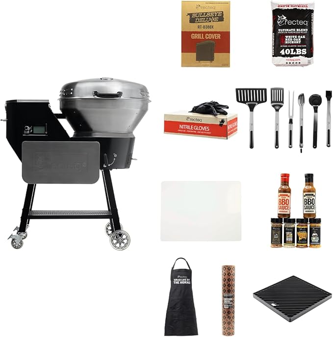 recteq Pellet Grill RT-B380X Bullseye Deluxe + BBQ Masters Bundle, WiFi Enabled Electric Pellet Smoker Grill, Wood Pellets, BBQ Outdoor, Smoke, Sear, and More