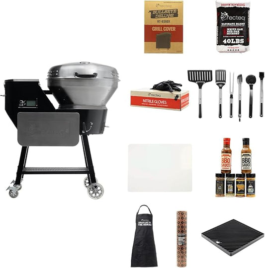 recteq Pellet Grill RT-B380X Bullseye Deluxe + BBQ Masters Bundle, WiFi Enabled Electric Pellet Smoker Grill, Wood Pellets, BBQ Outdoor, Smoke, Sear, and More