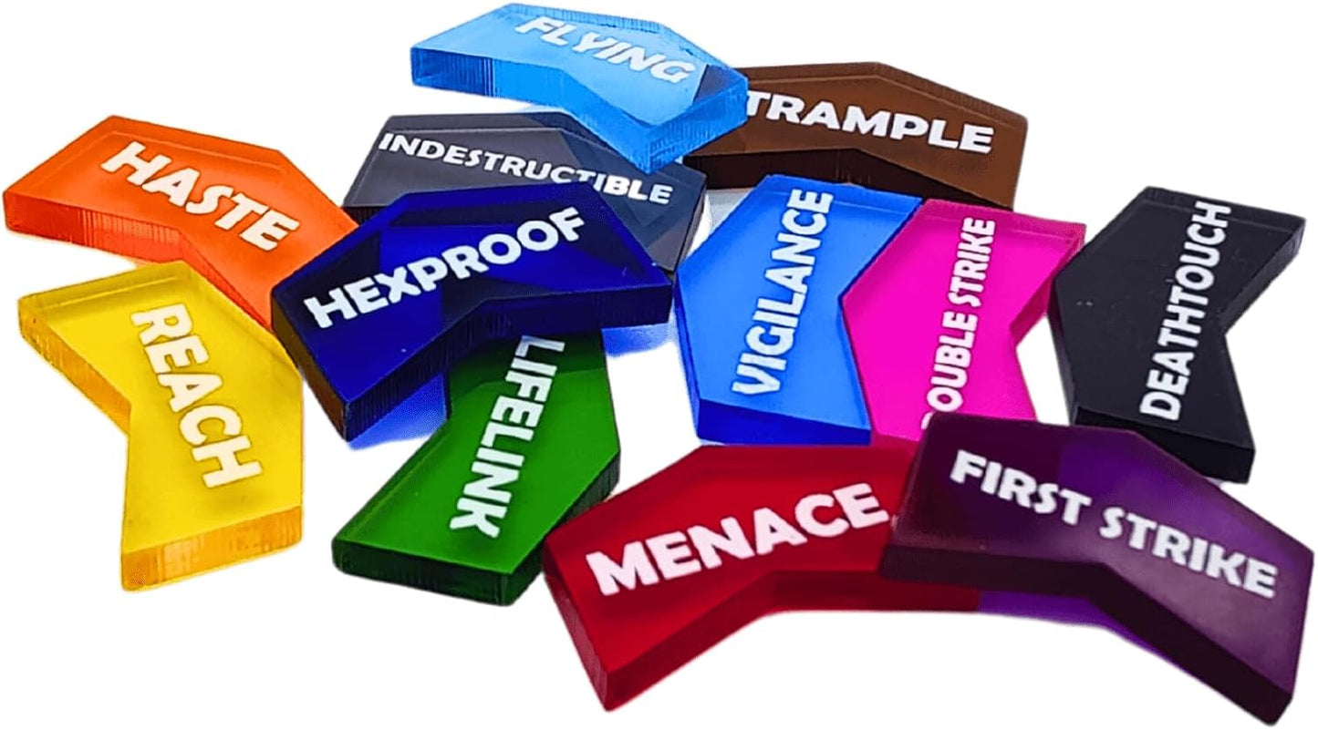 Futhark 72 Color Coded MTG Keyword Counters for Magic The Gathering TCG Card Game Accessories Tokens - Extended Edition with 72 Pieces and Organizer Case