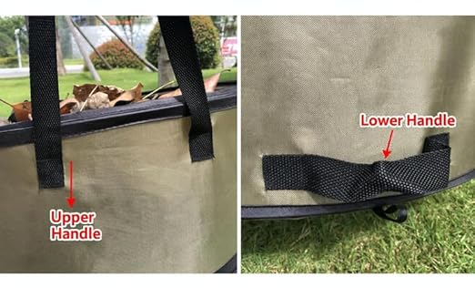 Collapsible Trash Can Outdoor Storage Bag, 10 Gallon Portable Leaf Garbage Bin with Handles, Waterproof Oxford Fabric for Camping, Picnic, Beach, Park, Travel, Automotive (S Size, Green)