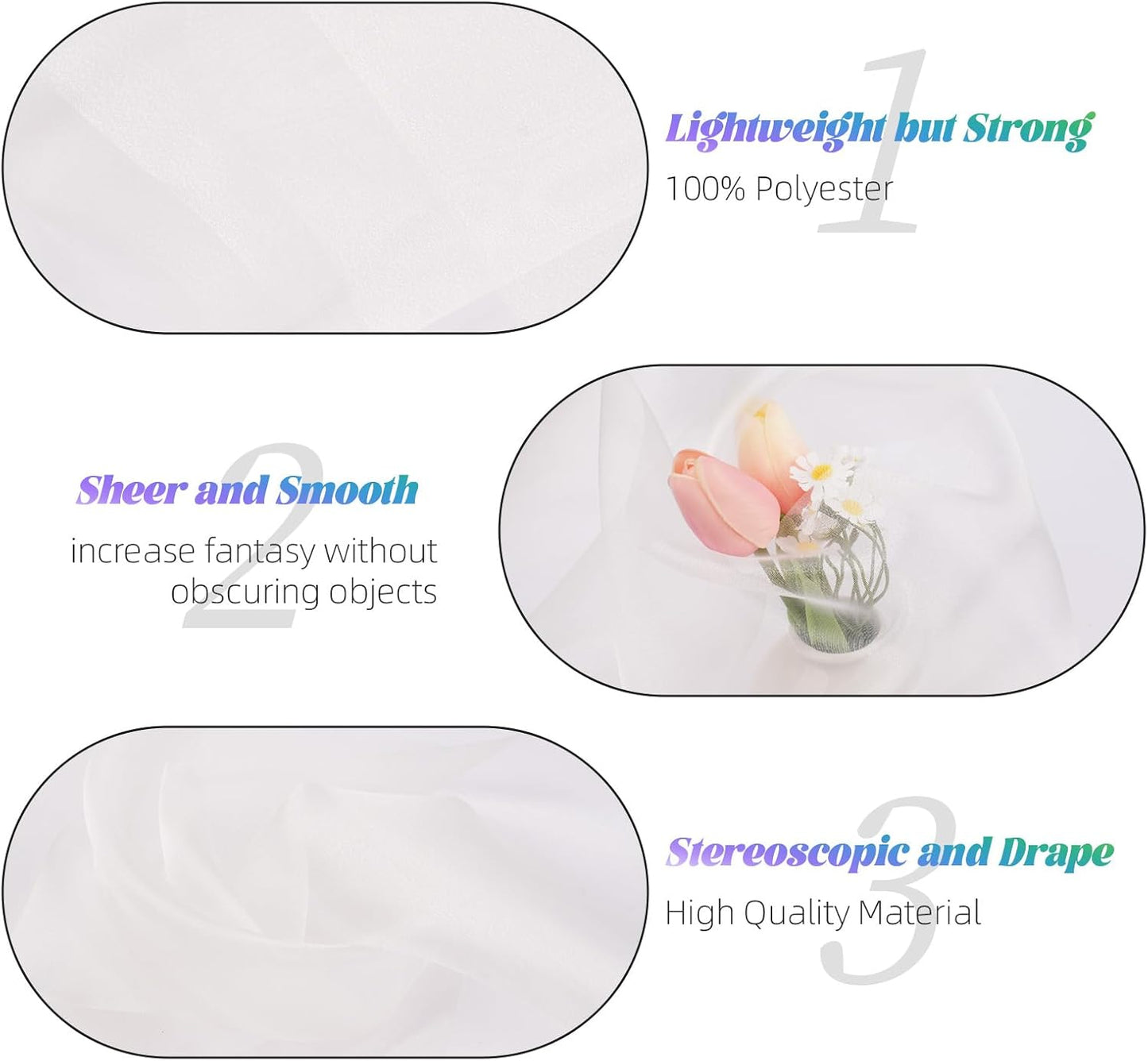 Crystal Organza Fabric Tulle 11 Inch by 50 Yards Sheer Tulle Rolls for DIY Craft Wedding Party Baby Shower Decor Gift Wrapping Party Supplies (Ivory)