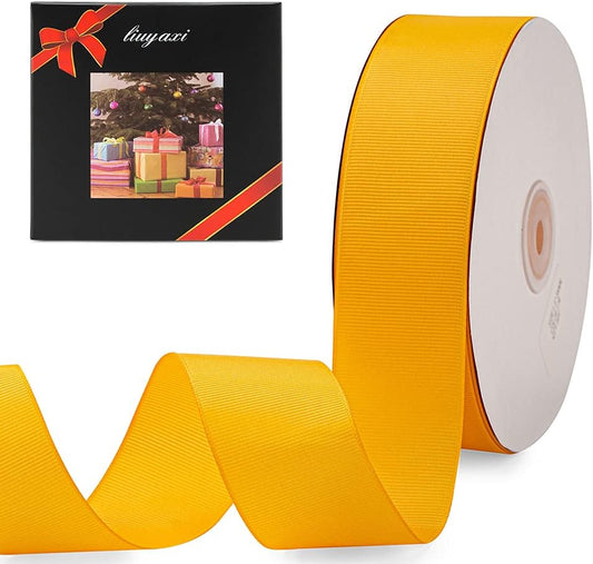 LIUYAXI 1-1/2" X 50 Yards Solid Gold Grosgrain Ribbon, Perfect for Crafts, Wedding Decor, DIY Hair Accessories, Sewing, Gift Package Wrapping and More