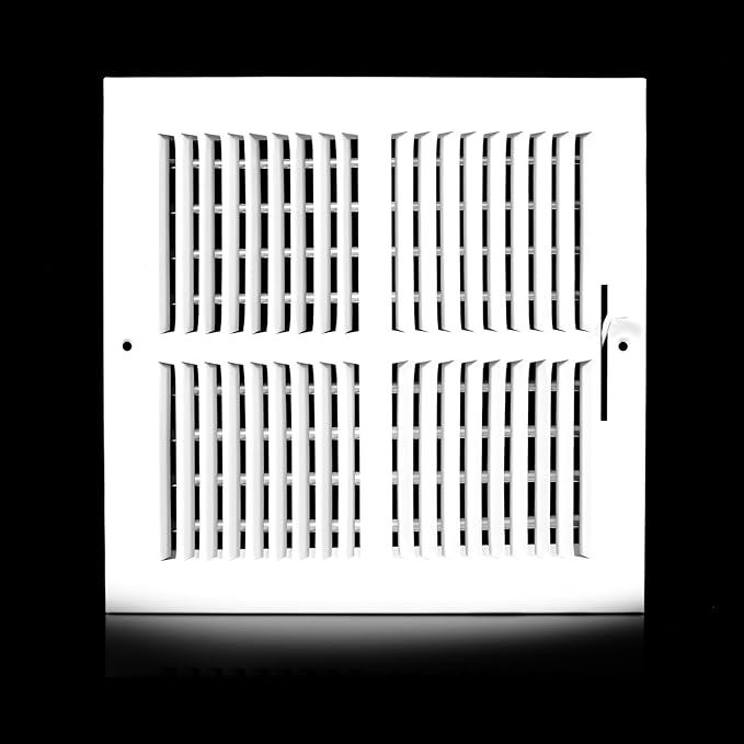 12x12 Vent Register [Duct Opening], Vent Covers for Home Ceiling, Two-Way Ventilation Register, Adjustable Solid Steel Wall Register Vent Cover (12"W x 12"H [Duct Opening])