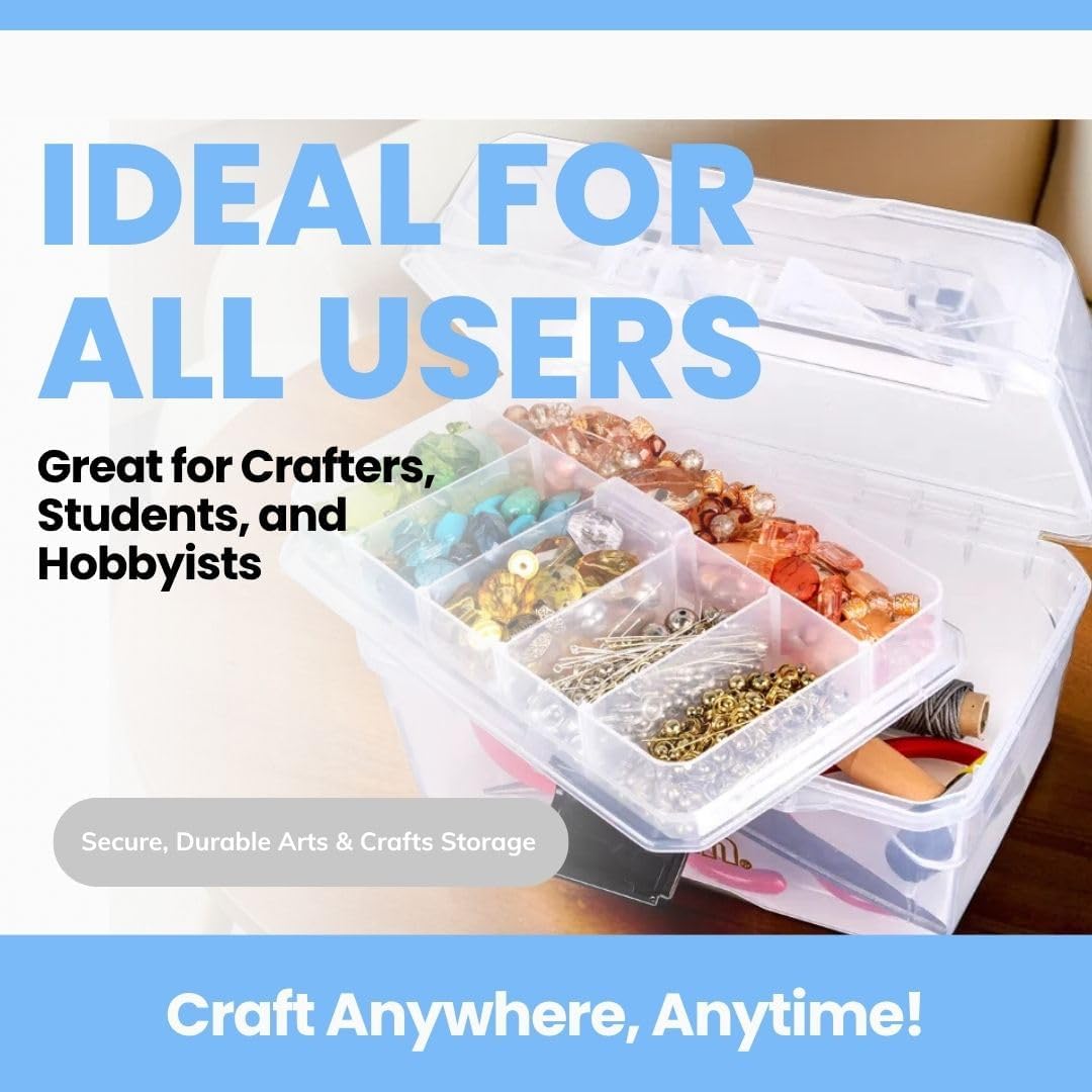 ArtBin 6890AG Small Project Box, Portable Art & Craft Organizer with Lift-Out Tray, [1] Plastic Storage Case, Clear