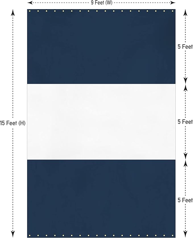Covers & All Outdoor Clear Panel Curtain, 12 oz Vinyl Outdor Curtains for Patio, Waterproof & Weather Resistant Tarp with Brass Grommets for Pergola, Porch, Gazebos, Balcony (15' H x 9' W feet, Blue)