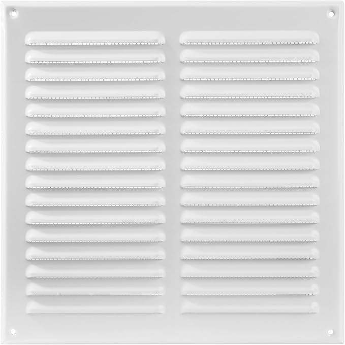 Square Ventilation Grille / 10" x 10" Inch Inside Measurement/White Metal Air Vent Louver - Inside/Outside use / 11.6" x 11.6" Inch Outer Measurement