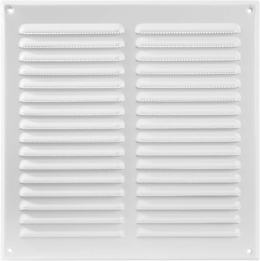 Square Ventilation Grille / 10" x 10" Inch Inside Measurement/White Metal Air Vent Louver - Inside/Outside use / 11.6" x 11.6" Inch Outer Measurement