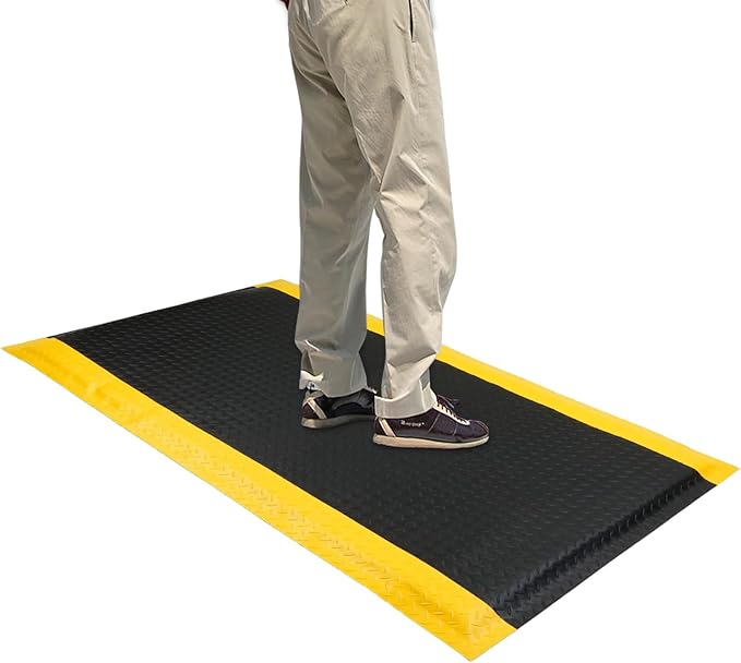 3 x 5 FT Industrial Anti Fatigue Mats, 15/16 Inch Thick Soft Sponge Ergonomic Mat, Nonslip Diamond Plate Work Mat, for Relieving Soreness in The Back and Legs
