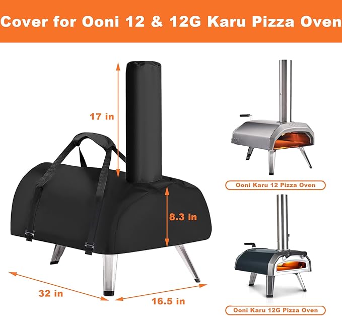 Pizza Oven Cover for Ooni Karu 12 and Karu 12G Multi-Fuel Pizza Oven, Waterproof 600D Heavy Duty Carry Cover, Portable Bag with Strap Design
