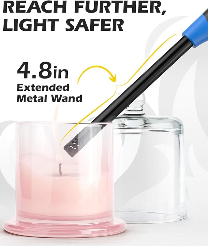NEON Lighter, Refillable Butane Candle Lighter, 24 Pack Multi-Purpose Reusable Lighters with Long Metal Wand and Adjustable Soft Flame for BBQ, Grill, Stove, Camping, Hiking, Fireplaces, Kitchen