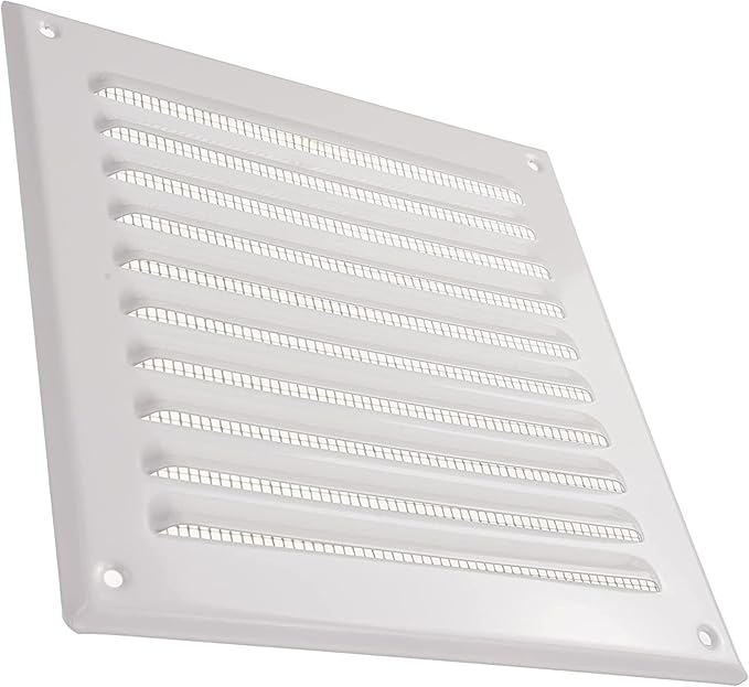 Vent Systems - 6 x 6 Inch (Inner) Pack of 10 White Metal Square Soffit Air Vent Grille Cover, Register Vent Deflector Louver Built-in Mesh HVAC for Bathroom Home Office Kitchen 8" x 8" (Outer)