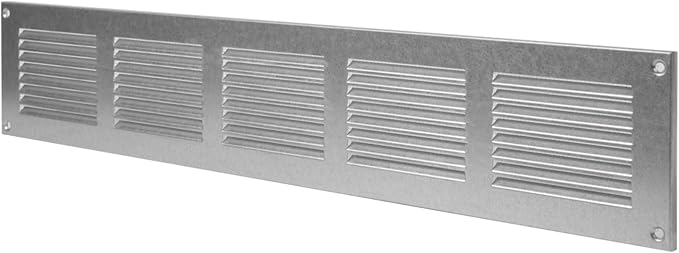 Repa Market Air Vent Cover 20x4 Inch (Outer Dimensions) Black Galvanized Steel Louvered Grill Cover with Mesh Screen - Wall or Ceiling Vent/HVAC Register - Indoor, Outdoor Ventilation Soffit Vent