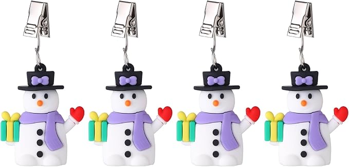 TwoFish Home Set of 4 Xmas Snowman Tablecloth Weight Clamps Decoration Xmas Snowman Tablecloth Weight Clamps Pack of 4