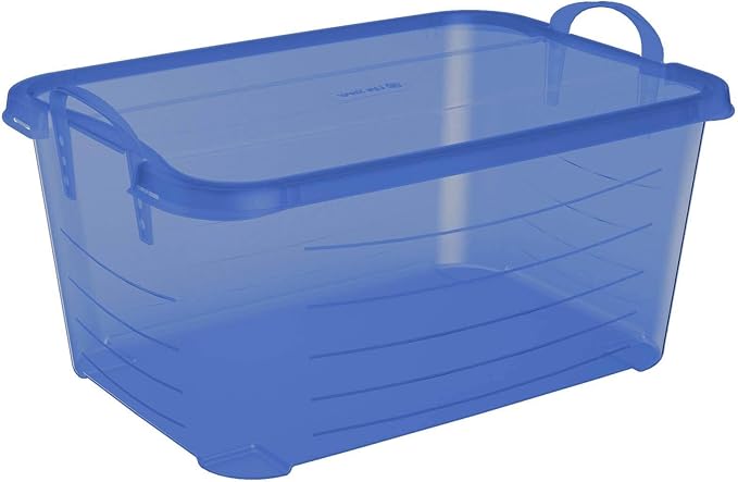 Life Story 6 Pack Light Duty Stackable Storage Bin, 55 Quart Home Organizer, Versatile Lightweight Locking Bins with Carrying Handles, Blue