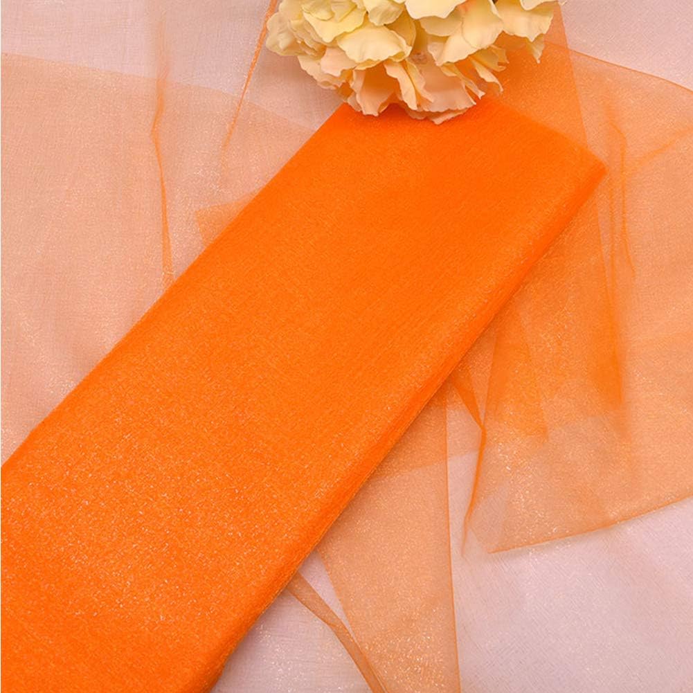 Crystal Organza Tulle Sheer Fabric Backdrop Curtains for Wedding Baby Shower Birthday Party Event Decor, 19” by 30 Yard (Orange)
