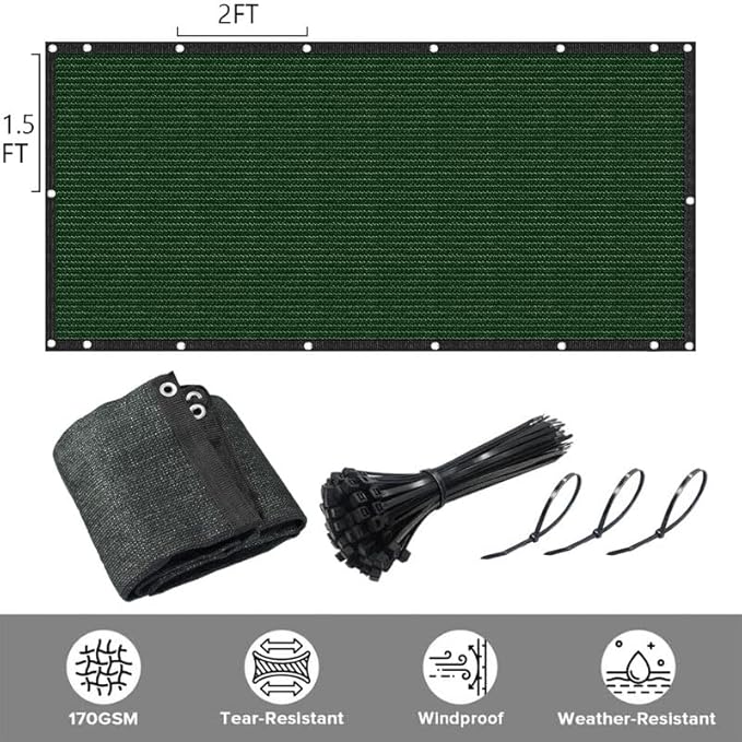 Privacy Fence Screen 3Ft X 108Ft Heavy Duty Outdoor Fencing Panels Windscreen Mesh Fabric Shade Net, 90% Visibility Blocking, Cable Zip Ties Included