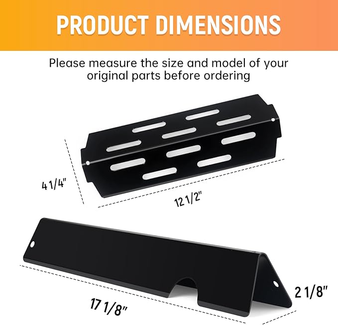 Grill Flavorizer Bars for Weber Genesis II E-410, S-410, LX E-440, S-440, Weber Genesis 2 66041, 66033, 66796, Heat Deflectors BBQ Grill Heat Plate, 17" Porcelain Steel Grill Flavor Bars
