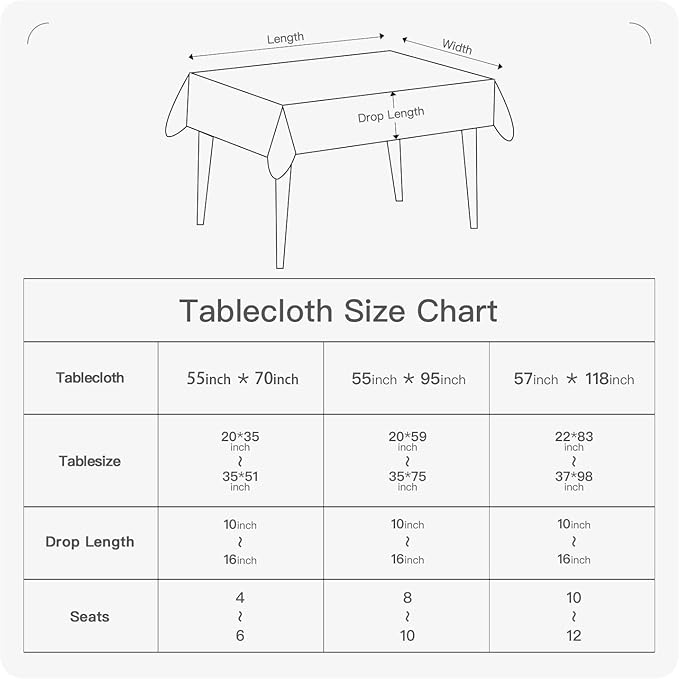 BALCONY & FALCON Rectangle Table Cloth Waterproof Tablecloth Fuzzy Linen and Satin Double-Sided Usable Table Cover for Dining, Kitchen, Cafe, Parties and Outdoor Use (White 55x70)