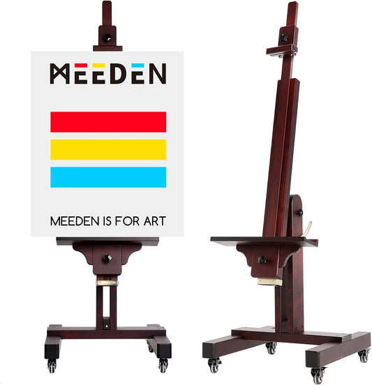 MEEDEN Heavy Duty Painting Easel: Professional Solid Beechwood Large Easel Holds Canvas Art up to 71” High - Tilts Flat Easily Wooden Floor Easel for Adult Artist Beginners Art Studios