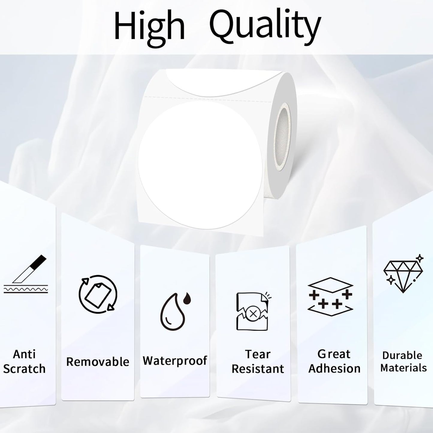 3 Inch White Round Thermal Sticker Labels, Waterproof Circle Direct Thermal Labels, Multi-Purpose Self-Adhesive Sticker Label for DIY Logo Design- 200 Sheet/Roll