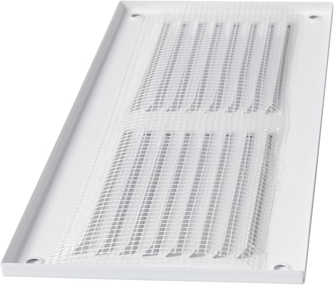 Repa Market 8x4 Inch Air Vent Cover/White Galvanized Steel Louvered Grill Cover with Mesh Screen/Wall or Ceiling Vent/Durable Flush Mount HVAC Register for Indoor and Outdoor Ventilation
