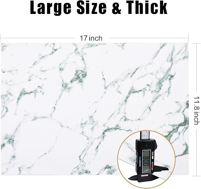 Homaxy Faux Leather Heat Resistant Placemats for Dining Table Set of 6, Waterproof Wipeable Washable PU Table Mats, Easy to Clean Anti-Slip Place Mats, 11.8" x 17", Marble