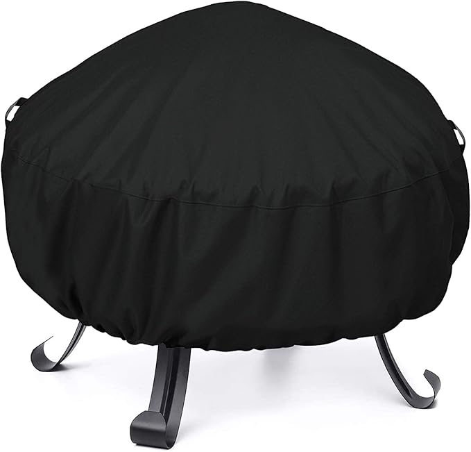 Unicook Round Fire Pit Cover 38 Inch Dia, Fire Bowl Cover Heavy Duty Waterproof, Outdoor Firepit Table Protector, Patio Ottoman Protector, Fade Resistant Material, All Weather Protection, Black