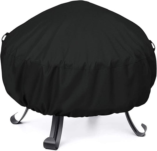 Unicook Round Fire Pit Cover 38 Inch Dia, Fire Bowl Cover Heavy Duty Waterproof, Outdoor Firepit Table Protector, Patio Ottoman Protector, Fade Resistant Material, All Weather Protection, Black