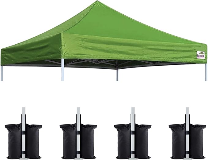Eurmax USA New 10x10 Pop Up Canopy Replacement Canopy Tent Top Cover, Instant Canopy Top Cover ONLY, Choose 30 Colors,Bonus 4PC Pack Weight Bag (Field Green)