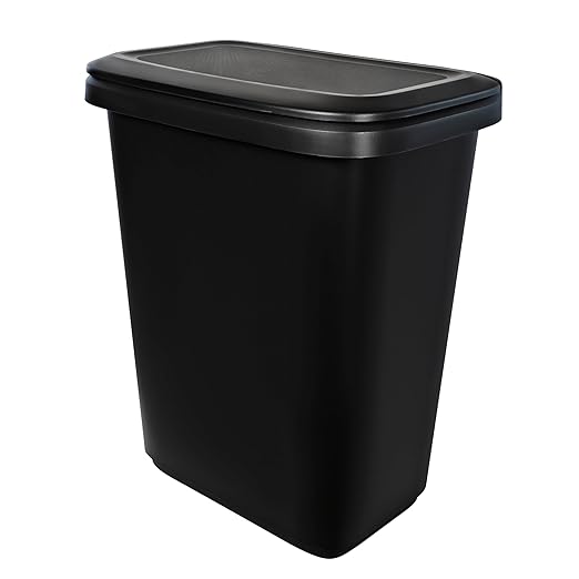 20.4 Gallon Plastic Recycling Bin, Two Compartment Garbage Container with Lift Top Lid, Black, 20.9x14.7x26 Inch
