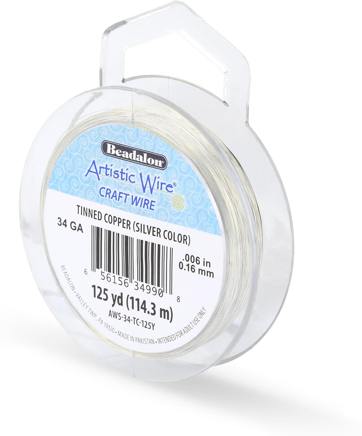 Artistic Wire, 34 Gauge Tarnish Resistant Tinned Copper Craft Wire, 30 yd