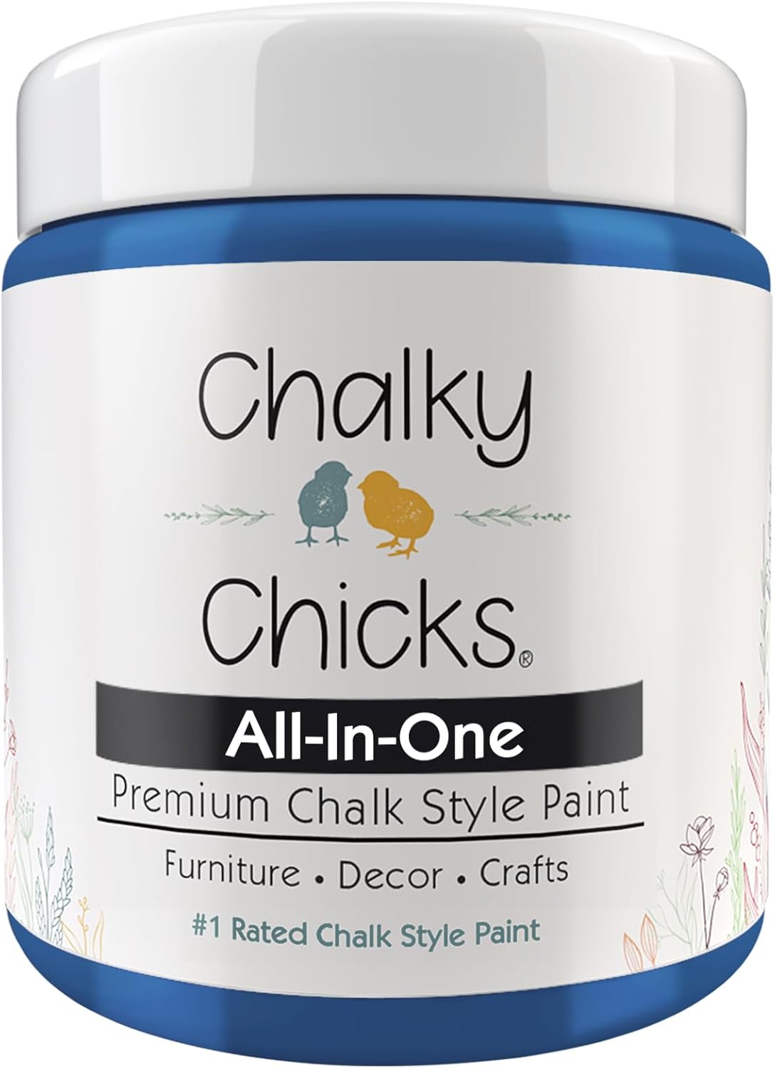 Chalky Chicks All-in-One Chalk Paint for Furniture or Cabinet - 4 Fl Oz - Matte Finish Denim (Navy Blue) for Metal, Wood Furniture Paint - No Sanding All-in-One for Home Decor & Crafts, USA Made